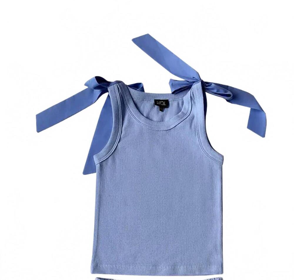 NEW LITTLE OLIN kids' bow tank top in blue